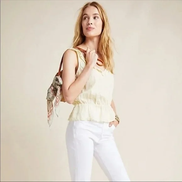 Anthropologie Linen Peplum Tank Top NWT Sz L - Picture 4 of 7